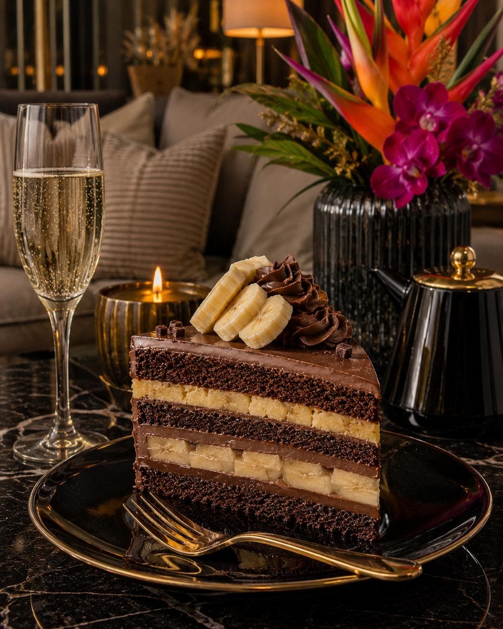 Paradies auf Erden-Torte mit Schokoladenbiskuit und Bananencreme von Bavaria Cake Landshut