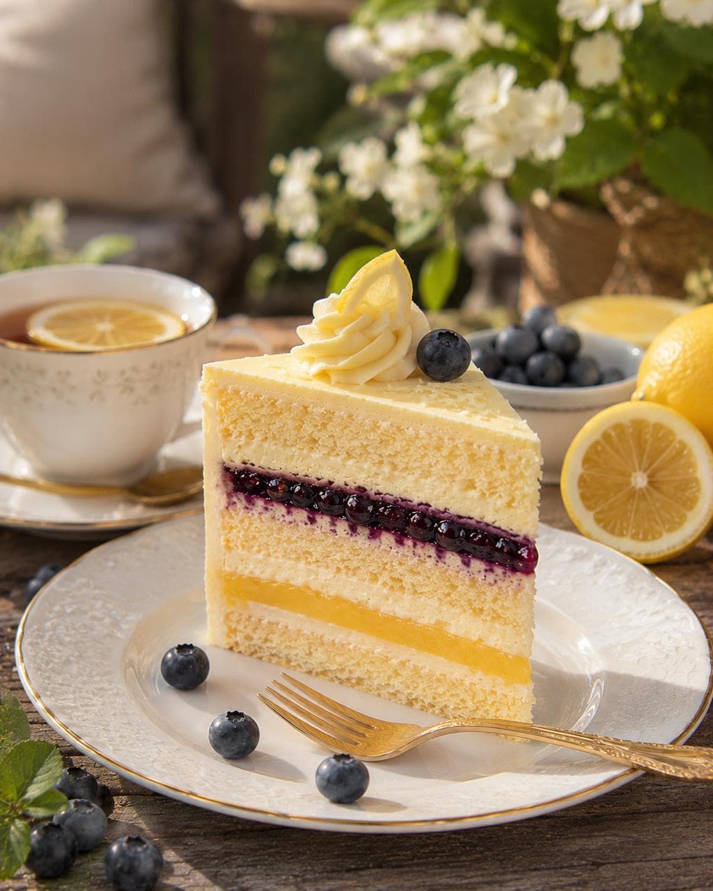 Sommernachtstraum-Torte mit Zitronen-Buttercreme und Blaubeereinlage von Bavaria Cake Landshut