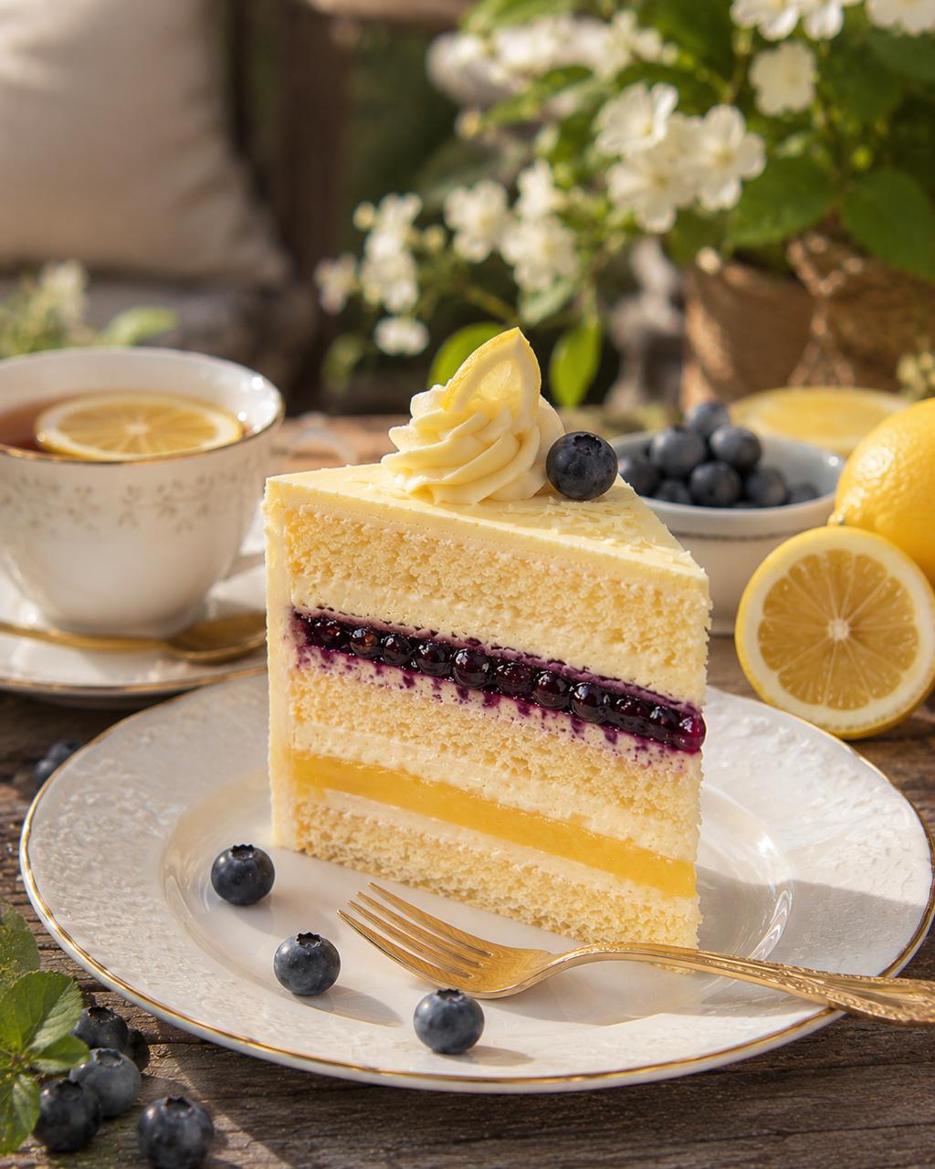 Sommernachtstraum-Torte mit Zitronen-Buttercreme und Blaubeereinlage von Bavaria Cake Landshut